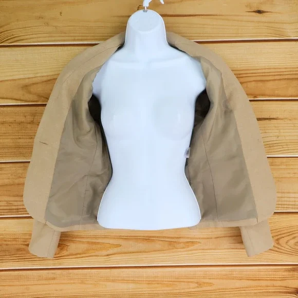 Evan Picone Blazer Suit Jacket Womens Size 4P Brown Shoulder Pads Lined 1 Button - Picture 6 of 8